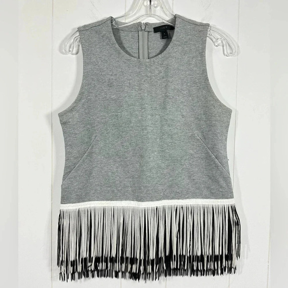J. CREW KNIT TOP WITH FUN FRINGE IN GRAY STYLE E6249 - Picture 2 of 7